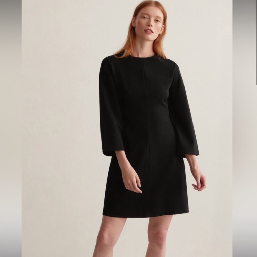 Bell sleeve mini dress / little black dress